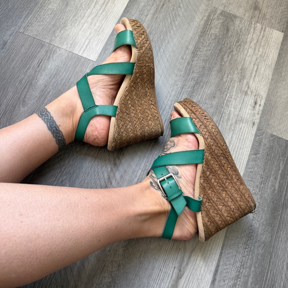 Daytrip Wedge Heel Sandals Women’s 9 Green Jute Used Worn